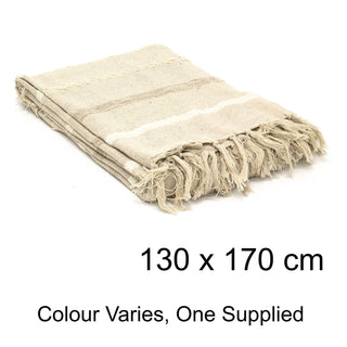 Natural Cotton Throw Blanket | Boho Beige Fringed Throw Over Blanket 130x170cm