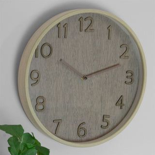 Minimalist Wall Clock | Large Beige Classic Modern Wall Mounted Clock - 38cm