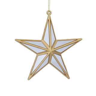 Mirrored Star Bauble | Gold & Silver Star Christmas Tree Ornament - 12cm