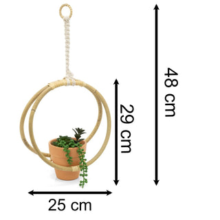 25cm Artificial Hanging Basket Plant Pots Indoor | Artificial Succulent In Bamboo Hanger Faux Hanging Planter | Artificial Potted Plant