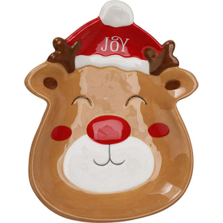 Reindeer Christmas Plate | Novelty Character Snack Plate Xmas Serving Dish 19cm