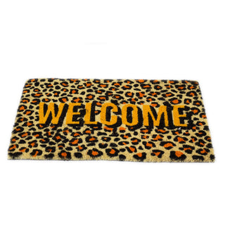 Leopard Print Doormat | Non-slip Pvc Backed Natural Coir Doormat - 60x40cm