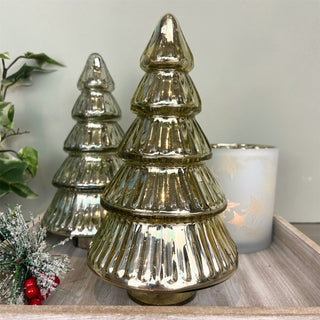 Gold Glass Christmas Tree | Freestanding Mottled Gold Tree Ornament - 20cm