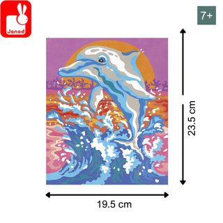 Janod Dolphins Paint By Numbers Set | 2 Watercolour Paintings | Arts & Crafts 7+