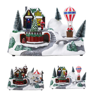 Light-up Christmas Village Scene | Illuminated LED Ornament with Movement