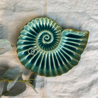 Nautical Decorative Display Dish | Ammonite Fossil Trinket Jewellery Dish