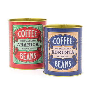 Set Of 2 Replica Vintage Coffee Beans Cans | Retro Metal Display Tins - Coffee