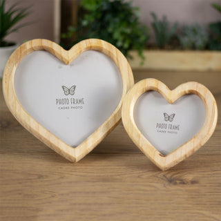 Wooden Heart Shaped Single Aperture Freestanding Photo Frame Picture Frame 20cm