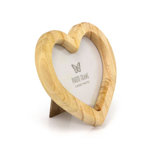 Wooden Heart Shaped Single Aperture Photo Frame Freestanding Picture Frame 14cm