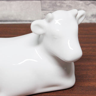 White Porcelain Cow Butter Dish With Lid | Large Lidded Butter Dish Butter Holder Kitchen Storage | Butter Serving Plate And Cover