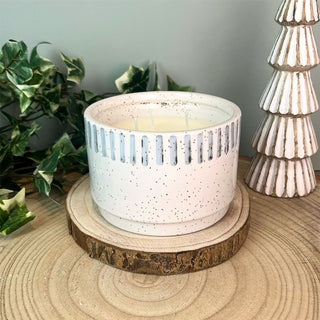 3 - Wick Scented Candle in Cream Ceramic Jar | Ivory Wax Aromatherapy Candle - 9cm