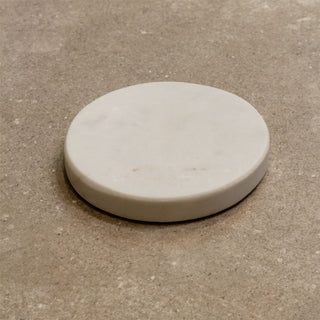 Set of 4 Round White Marble Coasters | 4 Piece Natural Stone Coaster Set - 10cm