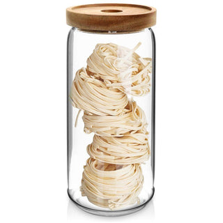 Airtight Glass Food Storage Container with Wooden Lid | Kitchen Jar - 1000ml