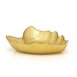 Gold Glass Leaf Trinket Bowl | Botanical Vanity Plate Trinket Dish - 16x14cm