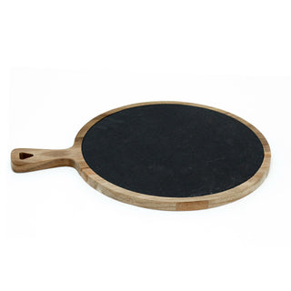 Round Wood & Slate Serving Board | Serving Platter Grazing Board - 40cm