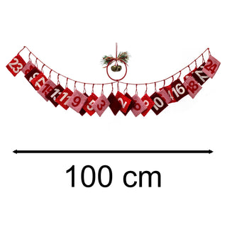 Fill Your Own Christmas Advent Garland | Reusable 24-Pocket Advent Bunting 100cm