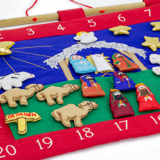 Fabric Nativity Advent Calendar | Reusable 24-Pocket Bethlehem Scene - 49x42cm