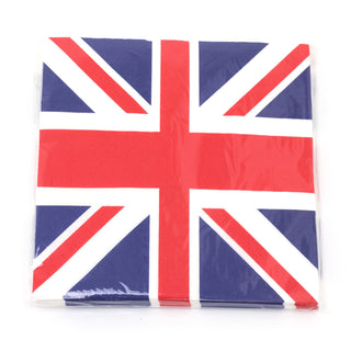 Pack Of 20 Union Jack Party Napkins | Set Of 20 Great Britain Union Jack Paper Napkins | Queens Platinum Jubilee Party Serviettes