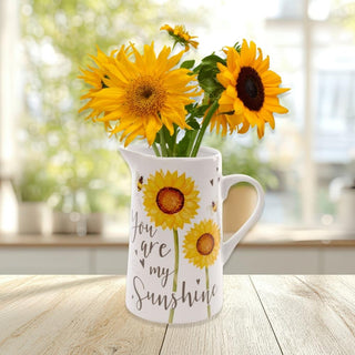 Sunflower Ceramic Water Jug Pitcher ~ Decorative Flower Vase - You Are My Sunshine