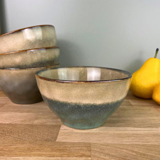 Reactive Glaze Stoneware Soup Bowl | Round Ceramic Kitchen Serving Bowl - 14x8cm