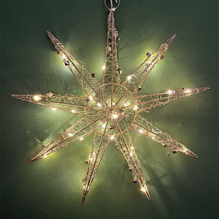 3D Gold Christmas Star Light | 20 LED Battery Operated Window Decoration - 32cm