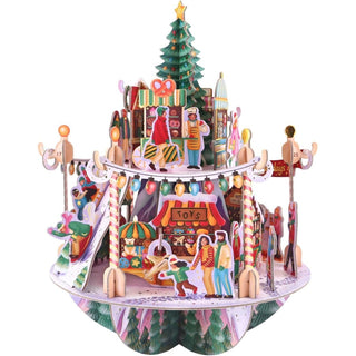 3D Winter Market Christmas Advent Calendar Pop - Up Pirouette Countdown Calendar