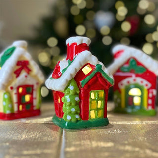 Ceramic LED Christmas House | Light Up House Christmas Village Ornament - 11cm