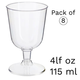 Pack Of 8 Clear Plastic Wine Glasses 4lfoz | Hot Tub Picnic Wine Glasses | 115ml Outdoor Glasses Set