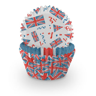 Pack Of 75 Union Jack Cake Cases | Paper Cupcake Cases With 3 Union Jack Designs