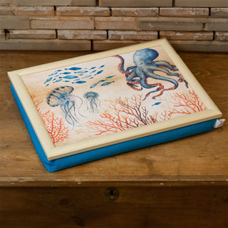 Octopus Ocean Lap Tray With Cushion | Nautical Bean Bag Tray for Eating 43x32cm