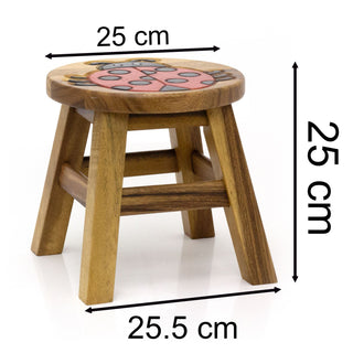 Children's Wooden Ladybird Stool | Small Round Ladybug Footstool for Kids - 25cm