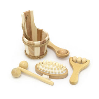 4 Piece Wooden Massage Body Brush Set | Home Spa Relaxation & Massage Kit