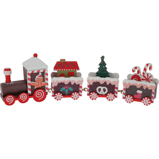 Wooden Christmas Train Set | Mini Toy Train Ornament Festive Decoration - 20cm