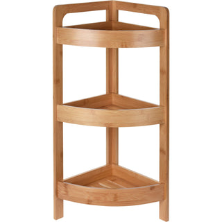 Bamboo Corner Shelf Unit | 3-Tier Wooden Bathroom Storage Rack - 23x23x61cm