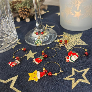 Christmas Wine Glass Charms | 6-Piece Novelty Glass Markers for Christmas Party