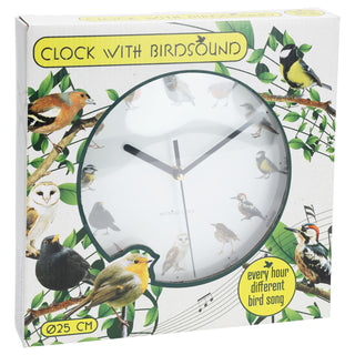 Birdsong Wall Clock with 12 Bird Designs and Hourly Chirps | Bird Clock - 25cm