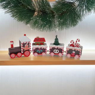 Wooden Christmas Train Set | Mini Toy Train Ornament Festive Decoration - 20cm