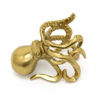 Gold Metal Octopus Wine Bottle Holder | Nautical Wine Bottle Stand - 15x20cm