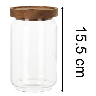 Airtight Glass Food Storage Container with Wooden Lid | Kitchen Jar - 700ml