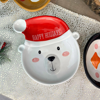 Polar Bear Christmas Plate Novelty Character Snack Plate Xmas Serving Dish 19cm