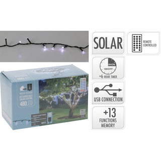 480 Cool White LED Outdoor Solar Fairy Lights with 13 Modes, Timer & Remote Control