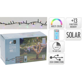 480 Multi LED Outdoor Solar Fairy Lights with 13 Modes, Timer & Remote Control