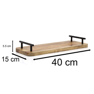 Wooden Serving Platter With Handles | Serving Board Rustic Kitchen Tray - 40cm