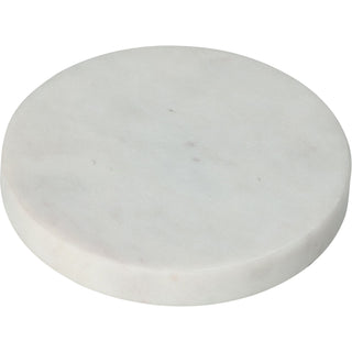 Set of 4 Round White Marble Coasters | 4 Piece Natural Stone Coaster Set - 10cm