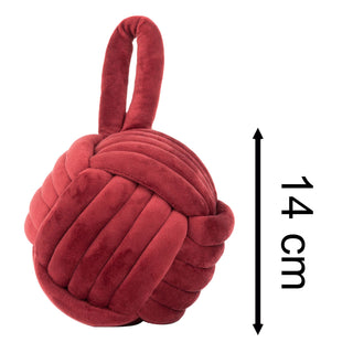 Red Fabric Nautical Knot Doorstop | Coastal Monkey's Fist Door Stop - 14cm