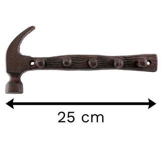 25cm Hammer Tool Novelty Hanger Hooks | Potting Shed Rustic Wrought Iron Key Hooks | Multi Purpose Wall Mounted Hooks