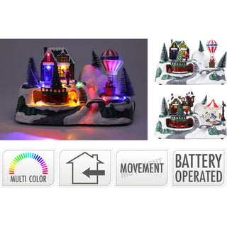 Light-up Christmas Village Scene | Illuminated LED Ornament with Movement