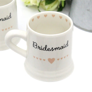 PACK of 4 Boxed Ceramic Heart Wedding Favour Gift Mug ~ Bridesmaid