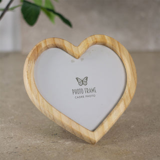 Wooden Heart Shaped Single Aperture Freestanding Photo Frame Picture Frame 20cm