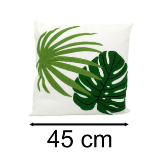 Embroidered Palm Leaves Scatter Cushion | Tropical Cushion for Home Decor - 45cm